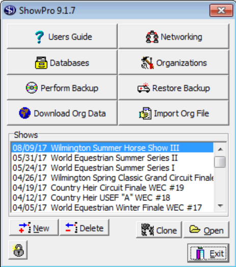 screenshot of ShowPro Horse Show Software